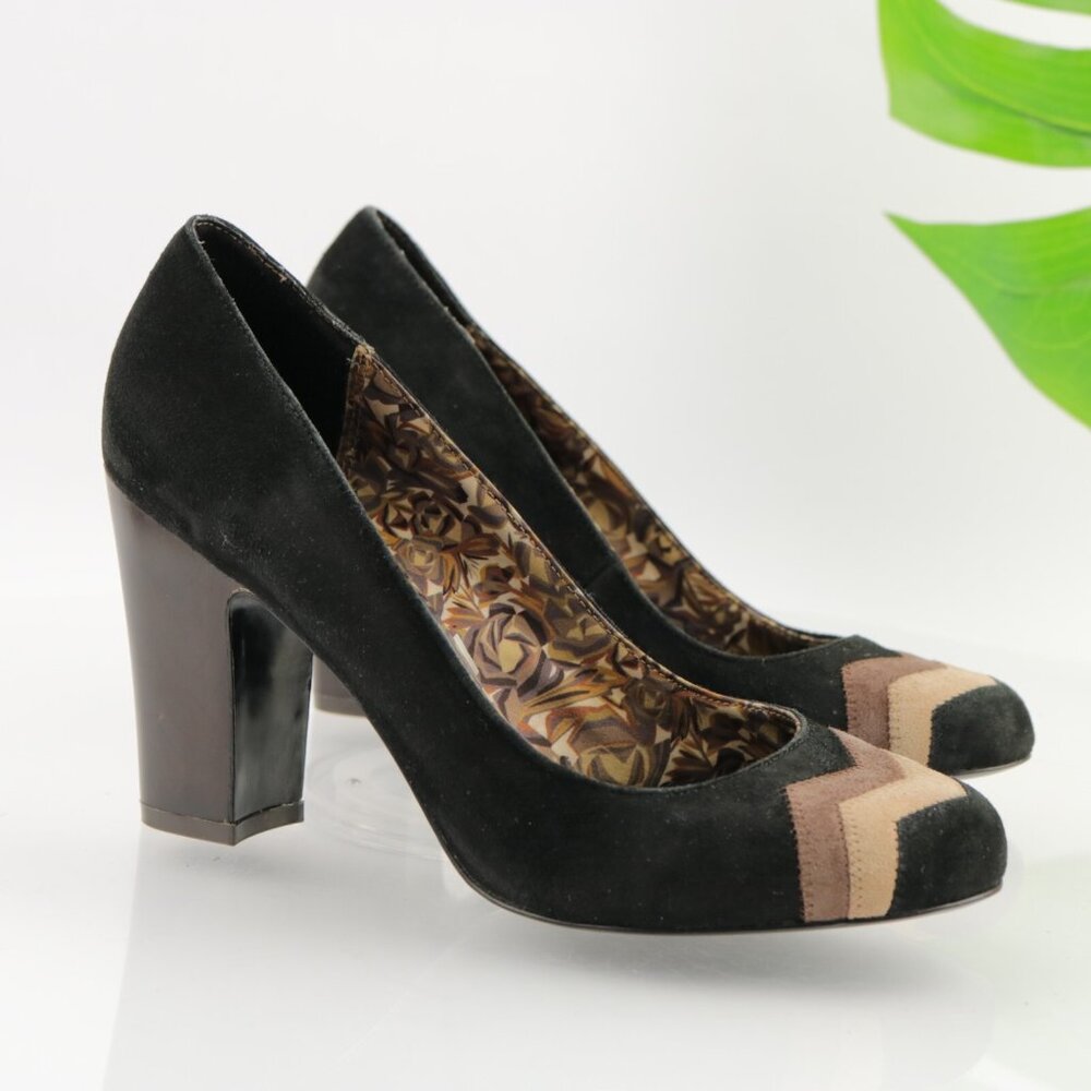 Missoni x Target Womens Pumps Size 8.5 Black Brown Suede Block Heel Dress Shoes